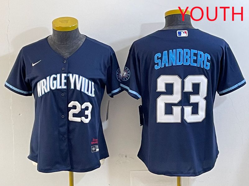 Youth Chicago Cubs #23 Sandberg Blue City Edition Game 2025 Nike MLB Jersey style 3->youth mlb jersey->Youth Jersey